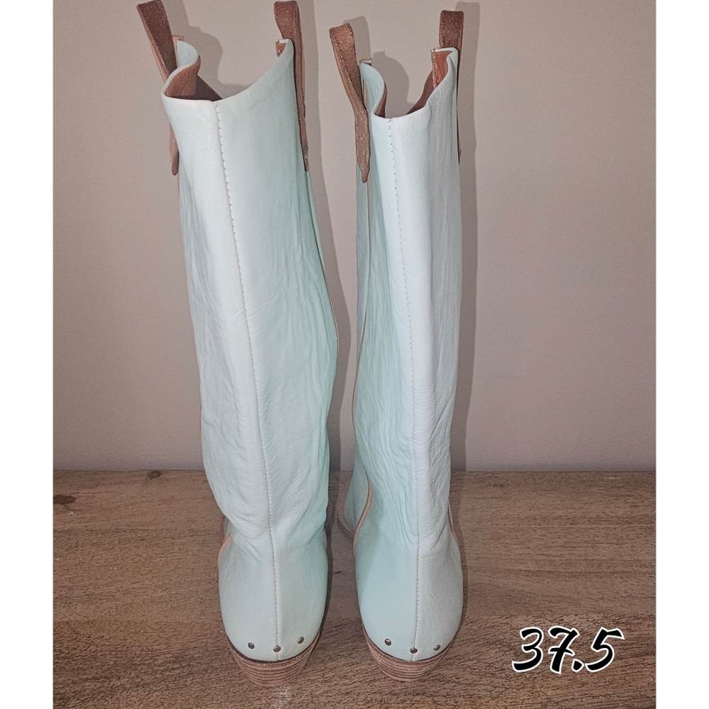Free People WE THE FREE Montage Tall Boots Cactus Milk Leather - Picture 9 of 16